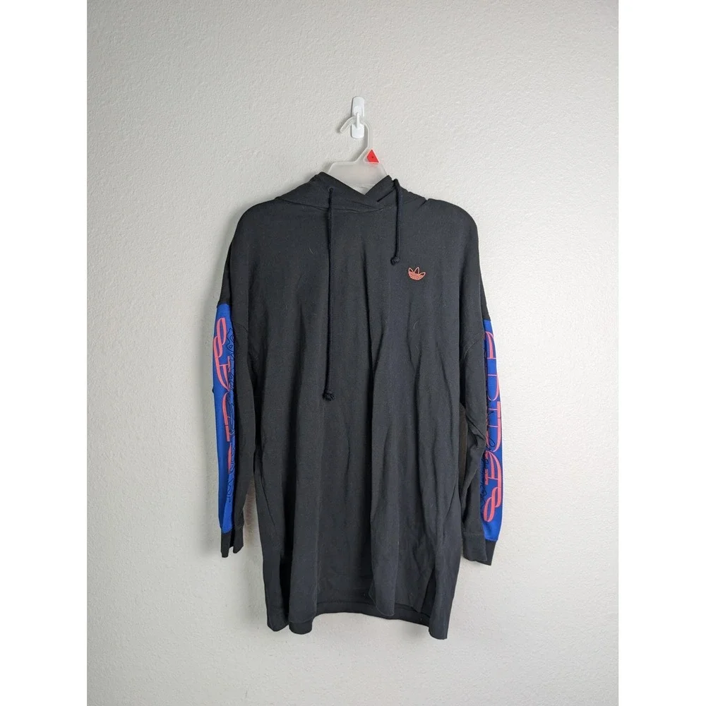 Adidas Hoodie Mens S Black Pullover Oversized Lightweight Graphic‎ Originals